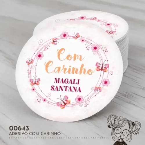 Adesivo Redondo com Carinho - 00643