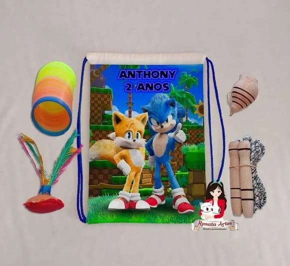 Mochila Boa Infância Tema Sonic e Tails