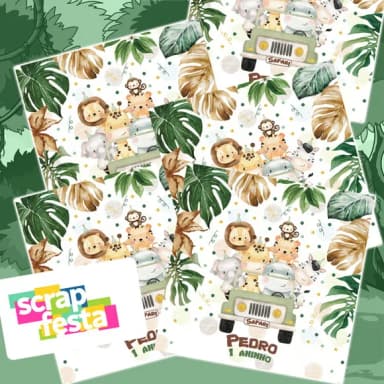 Adesivo Personalizado Quadrado 10x10 Safari Aquarela