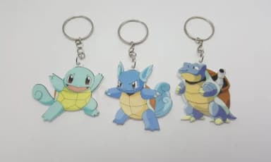 Kit Chaveiros Pokémon Evolução Squirtle em Acrílico Uv 3 Cha