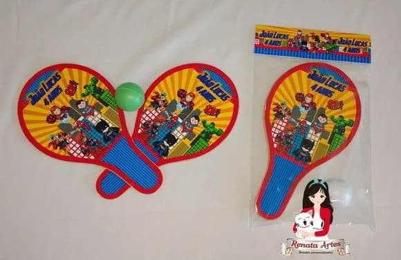 Raquetes de Ping Pong Tema Heróis Desenho