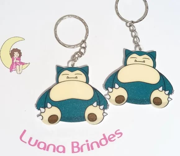 Chaveiro Pokémon Snorlax Acrilico Uv- 3 Unidades