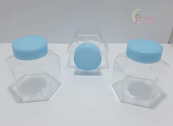 Baleiro Sextavado c/Tampa Azul de plástico - pct c/5 unid