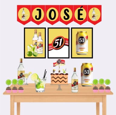 Kit Festa Só Um Bolinho CACHAÇA 51 - Decoração de Festa