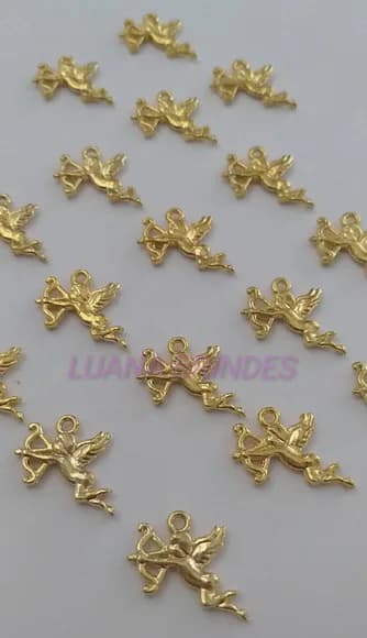 Pingente Cupido de Metal em Dourado - pct c/ 10 unidades