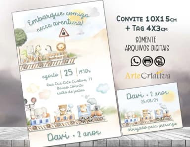 Convite Digital C/tag Trenzinho