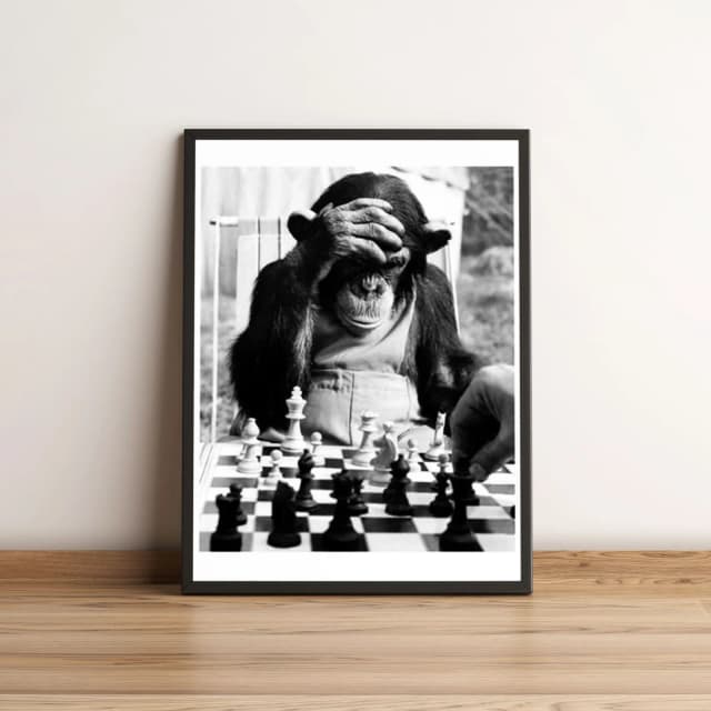 Quadro Macaco Jogando Xadrez 161