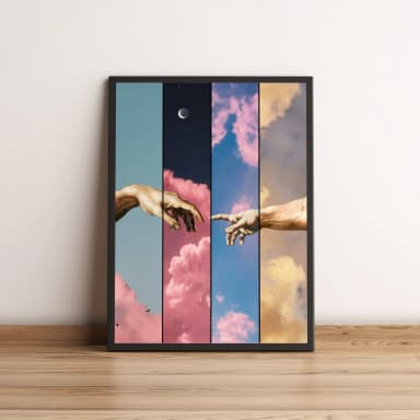 Quadro Mãos da Criação em Céu Colorido 2623