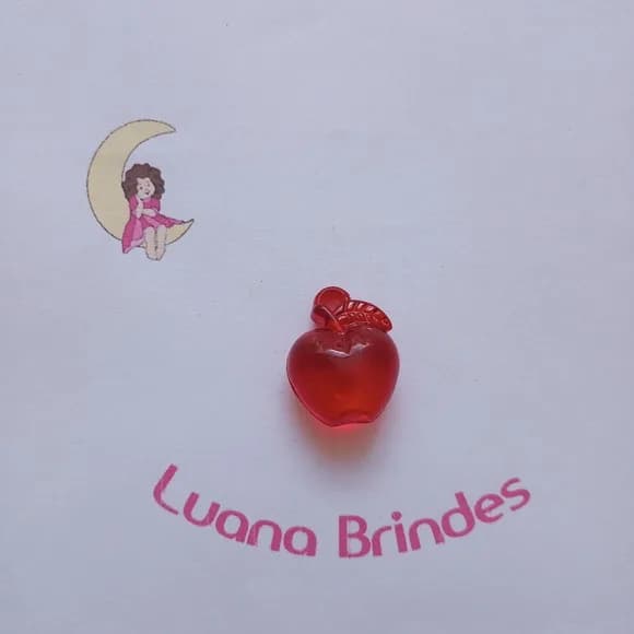 Pingente Maça Vermelho de Acrilico 3cm Pct 12 Unidad