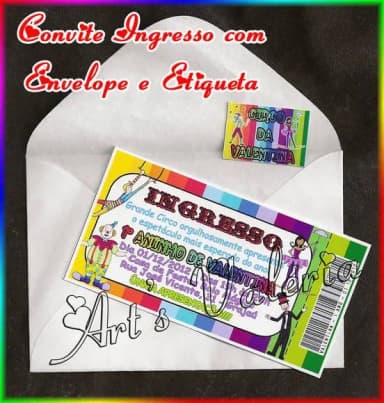 Convite Ingresso Temático - 5cm x 9,5cm