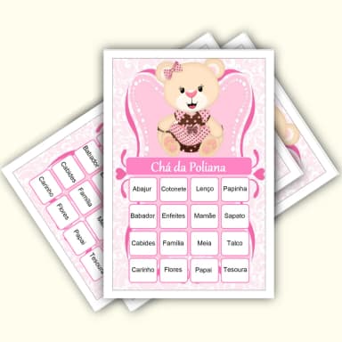 Bingo Chá de Bebê Menina Pdf Para Imprimir
