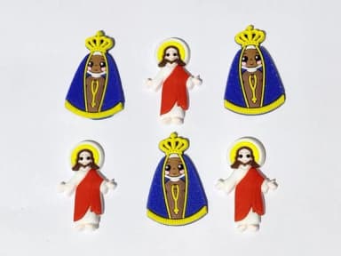 Aplique N.s.r Aparecida e Jesus Cristo Pacote com 6 Unidades