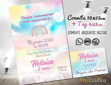 Convite Digital C/tag Nuvem Menina