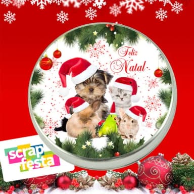 Latinha Personalizada Lembrancinha de Natal Pet Animais