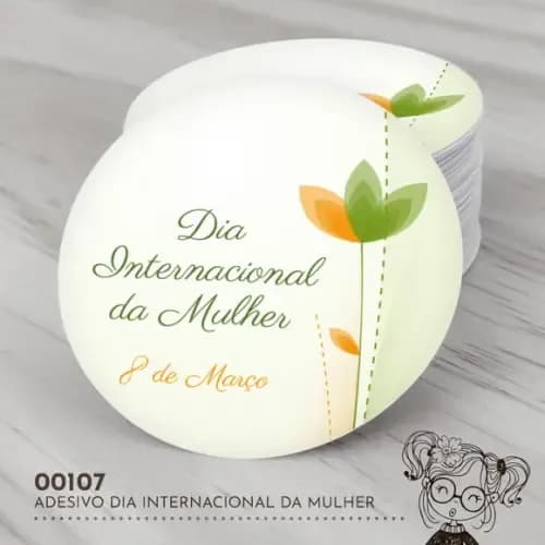 Adesivo Redondo Dia Internacional da Mulher - 00107
