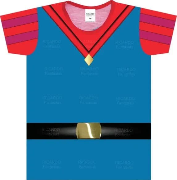 Camiseta Fantasia Príncipe Philip Adulto Temática Frente e Costas