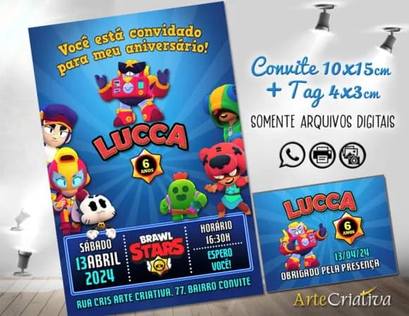 Convite Digital C/tag Brawl Stars
