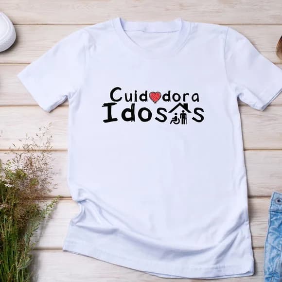 Camiseta Cuidadora de Idosos - Profissão de Amor