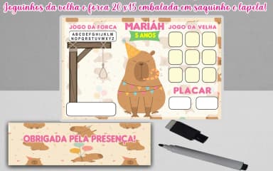 Lembrancinhas de aniversario da Capivara Jogo da Frocacom jogo da Velha Personalizado