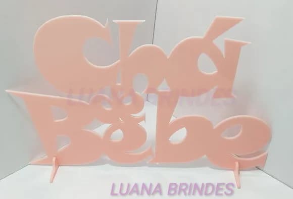 Topo de Bolo/Mesa Chá de Bebe Rosa em acrílico - 1 unidade