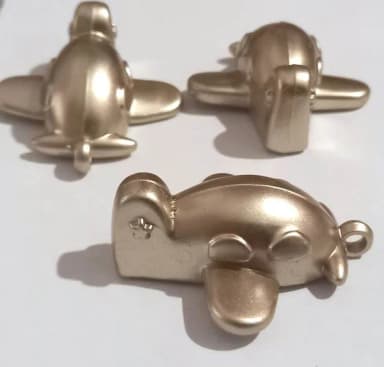 Pingente Avião Acrílico Dourado - 5 Peças