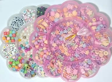 Kit Miçanga de Colar e Pulseira Caixa Flor com Divisória