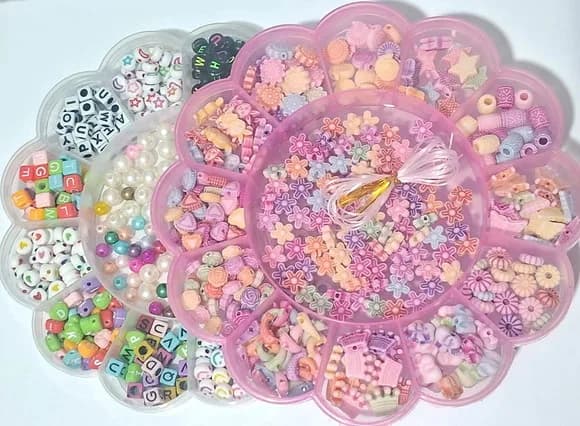 Kit Miçanga de Colar e Pulseira Caixa Flor com Divisória