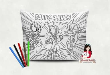Almofada Pinte e Lave Spidey