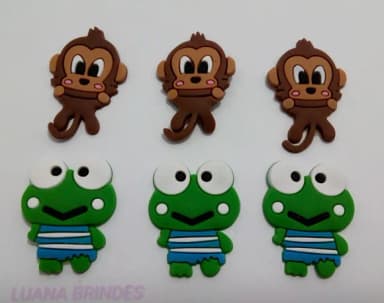 Aplique Macaquinho e Sapo de borracha - pct com 8 unidades
