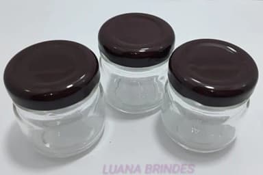 Potinho de Vidro 40ml c/tampa Marron de metal-pct c/10 uni
