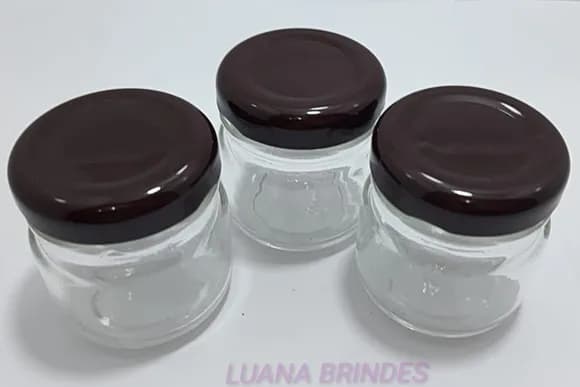 Potinho de Vidro 40ml c/tampa Marron de metal-pct c/10 uni