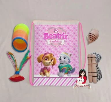 Mochila Boa Infância Tema Patrulha Canina Rosa