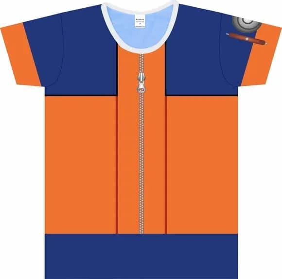Camiseta Fantasia Ninja Guerreiro Laranja e Azul