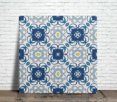 Azulejo Português Azul Geométrico com Suporte