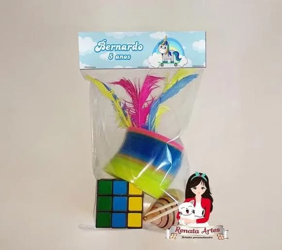 Kit Brinquedos Retrô Personalizado Tema Unicórnio Menino