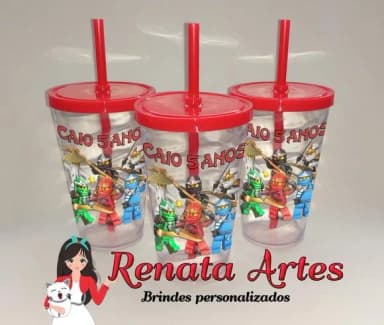 Copo com Canudo 500ml Ninjago