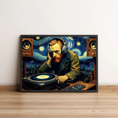 Quadro Van Gogh DJ na Noite Estrelada 2685