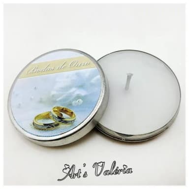 Lembrança de Bodas de Ouro Vela Perfumada na Latinha