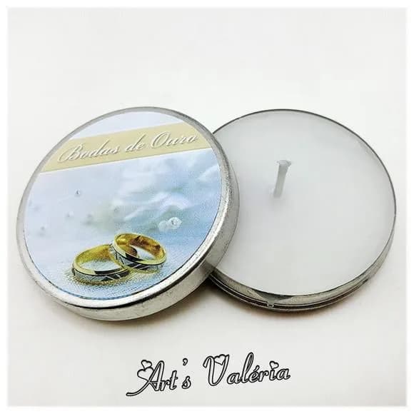 Lembrança de Bodas de Ouro Vela Perfumada na Latinha