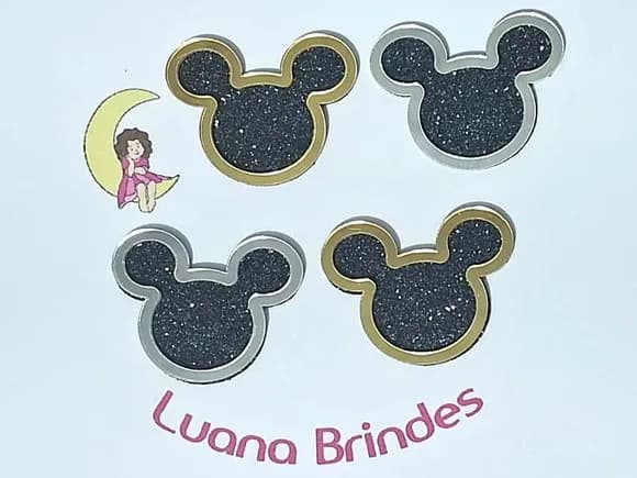 Aplique Mickey Acrílico Espelhado Pacotes com 10 Unidades