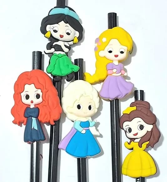 Lápis C/ponteira Princesas 5,5cm Pacote com 5 Unidades