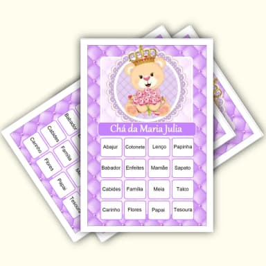 Bingo Chá de Bebê Menina Pdf Para Imprimir