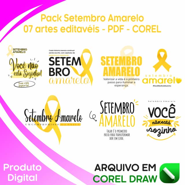 PACK 07 ARTES — SETEMBRO AMARELO
