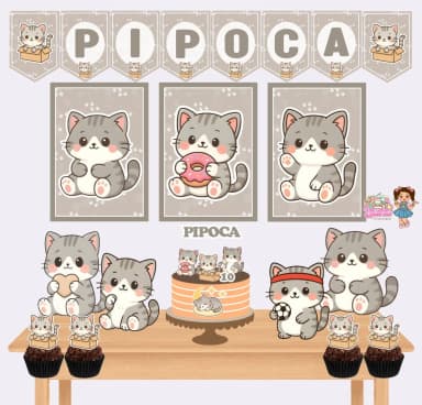 Kit Festa Só Um Bolinho GATINHOS - Decoração de Festa