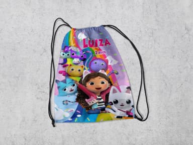 Mochilinha Personalizada para lembrancinhas Casa Magica da Gabby