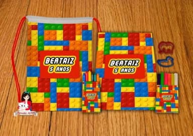 Kit Passatempo Personalizado na Mochila Tema Lego