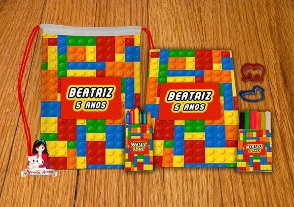 Kit Passatempo Personalizado na Mochila Tema Lego