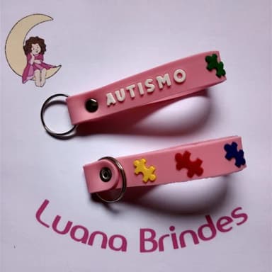 Chaveiro Autismo Rosa Emborrachado - 2 Unidades