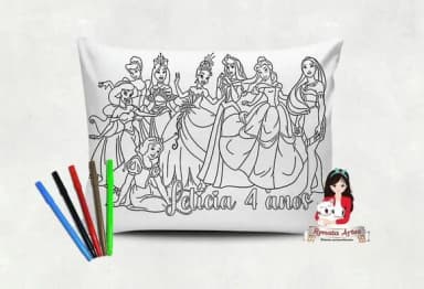 Almofada Pinte e Lave Princesas