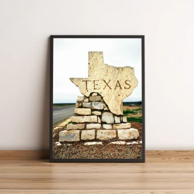 Quadro com escultura em forma do Texas rústico 2592